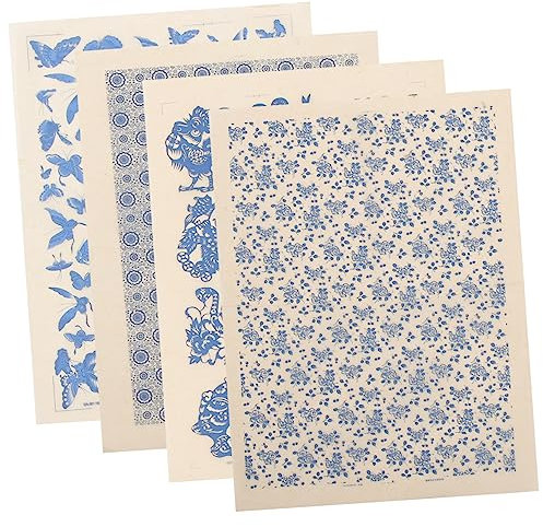 DIYEAH 4blätter Teiliges Keramisches Transferpapier Für DIY-tonkunst Hochtemperaturbeständig Chinesischer Stil Dekoratives Aufkleberpapier Für Töpferdekoration Einfach Zu Schneiden Und Ve
