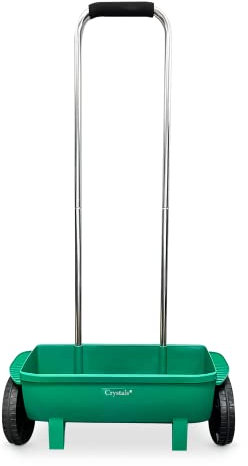 Crystals 12L Lawn & Grass Seed Spreader | Garden Fertiliser & Weed Spreader with Adjustable Settings | Large Wheel Grass Seed Spreader for Even Coverage | Perfect for Lawn Feed (12L Seeds Spreader)