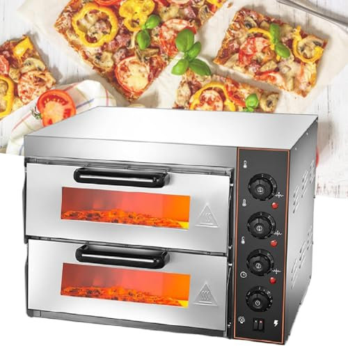 XSDAJSD Four à Pizza de comptoir, Four à Pizza électrique d'intérieur, cuiseur à Pizza Professionnel en Acier Inoxydable à 2 Couches avec minuterie pour Restaurant à Domicile, 220 V