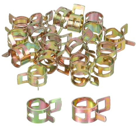 sourcing map ID 11mm 12mm 7/16 Inch 1/2 Inch Fuel Line Hose Clips, Pipe Spring Hose Clamp,Low Pressure Air Clamp, Water Pipe Air Tube Vacuum Hose Clips Fastener Pack of 20