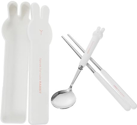 CLISPEED 1set Utensili Da Viaggio Kawaii Acciaio Inossidabile Di Cucchiaio e Bacchette Portatile e Facile Da Pulire Per Scuola e Attività All Aperto