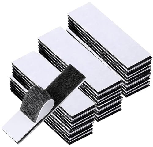 80 Pack 40 Pairs Hook and Loop Strips Heavy Duty 0.79x3.9 Inch - Self Adhesive Reusable Double Sided Sticky Tape for Walls, Doors, Tables - Strong & Sticky Strips Tape
