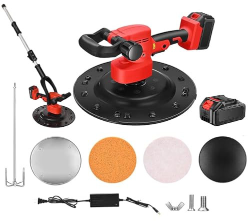 YLANMEI Cazzuola elettrica per calcestruzzo, Malta cementizia, lisciatrice per pareti in Cemento, 6 velocità Regolabili con Interruttore, intonacatrice per pareti,1 * 15000mAh
