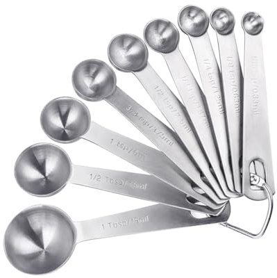 FSSTUD 9 Pcs Stainless Steel Measuring Spoons Set Mixed Size Cooking Measuring Spoons Baking Measure Scoops Metal Spice Scoop Multi Purpose Measure Spoon Small Tablespoon Scoops