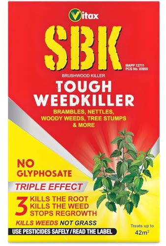 HOCHSTE® SBK Brushwood Killer, Tough Weedkiller for Brambles, Nettles, Woody Weeds & Tree Stumps, Kills the Root & Weed Not Grass, Prevents Regrowth, Glyphosate-Free Solution (125ML)