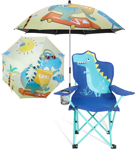 Meng Jiaran Kids Camping Chair,Kids Folding Chair with Outdoor Umbrella Cup Holder and Carry Bag,Lightweight Foldable Beach Chairs for Outdoor Camping Picnic