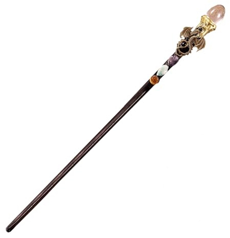 Générique Ametista - Bastone Fata A Mano | Prop Di Pietra Preziosa Naturale | Accessorio Di Gioco Di Ruolo Magico | Strumento Spirituale | Fantasy Costume Supply | Decorazione Del P