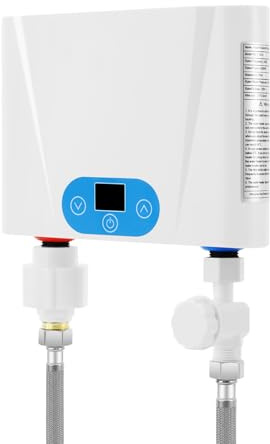5.5KW Klein-Durchlauferhitzer 30-55℃ Instant Elektrische Warmwasserbereiter Tankloser Mini-Warmwasserbereiter mit LED Temperaturanzeige Mini-Durchlauferhitzer