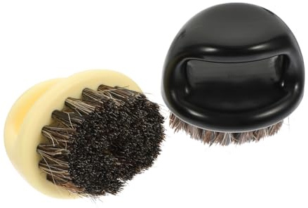 Anneome 2 Stück Herren Bartbürste aus Pferdehaar Multifunktionale Styling Reinigungsbürste für Bart und Gesicht Ergonomischer Griff Sanfte Entfernung von Schnittresten für Friseure und