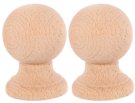 Gatuida 2pcs Wooden Curtain Rod Finial - Bed Post Finial - Decorative Flagpole Topper for Crafting - 2.36 Tall x 1.57 Inch Wide Beige