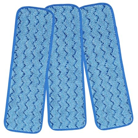 YARNOW Recharge de 3 Pièces pour Balai Tête en Microfibre Bleue, Design Sécurisé à Scratch, Chiffon Lavable et Réutilisable Nettoyage du Sol