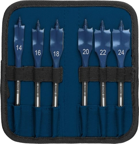 Bosch 6x Coffret de mèches plates EXPERT Self Cut Speed (pour Bois résineux, Panneau aggloméré, Ø 14-24 mm, Professional Accessoire Perceuses)