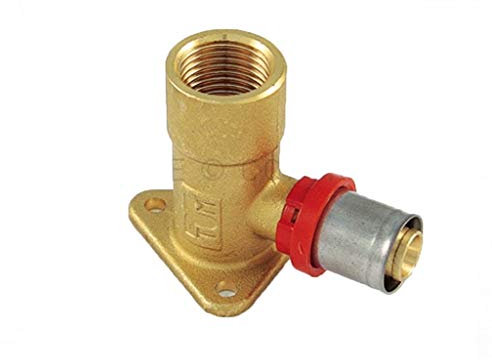 Raccordo A Pressare Curvo Femmina Flangiato H 52 18 X 1/2 Multistrato Tiemme