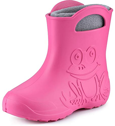 Ladeheid EVA Kinder Jungen Mädchen Gummistiefel Regenschuhe gefüttert LA-CA-03 (Rosa/Grau, 22/23 EU)