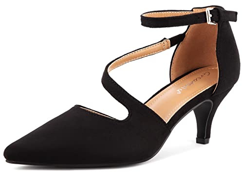 Greatonu Chaussures à Talons Pointues avec Bandes croisées pour Femme