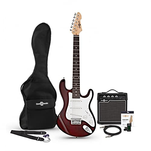 Gear4music Chitarra Elettrica Junior 3/4 con Amplificatore Rosso