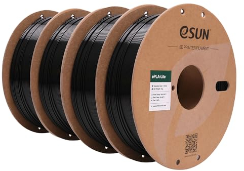eSUN PLA Filament 1.75mm, Modifiziertes 3D Drucker Filament PLA, Maßgenauigkeit +/- 0.03mm, 1KG pro Spule, 4 Spulen 3D Druck Filament für 3D Drucker, Schwarz