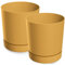 PECZEKO Vaso da fiori opaco in plastica, vaso decorativo per piante, grandi e piccole, set da 2 vasi per fiori, vaso per erbe aromatiche (2 confezioni) senape, ø 15 cm