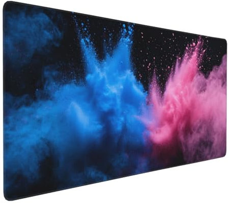 Gaming Mauspad XXL rosa blau Mousepad 1000x500x4mm Abstrakt Verlängertes Mauspad Schreibtischauflage,Genähte Kanten Mauspad,Verbessert Präzision Geschwindigkeit Wasserdicht Geeignet für Büro,Spiele