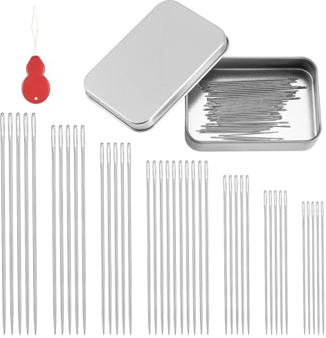 40 PCS Sewing Needles Easy Thread, Embroidery Needles for Sewing, 7 Sizes Sewing Sharp Needles, Stainless Steel Sewing Needles Large Eye for Handsewing
