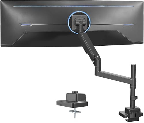 VIVO Heavy Duty Ultrawide Monitor Arm with Pole, 57 inch Screens up to 59.4 lbs, Desk Mount TV and Monitor Stand Designed for Samsung Odyssey Ark, Neo G9, ViewFinity S9, and More, Black, STAND-GT57T