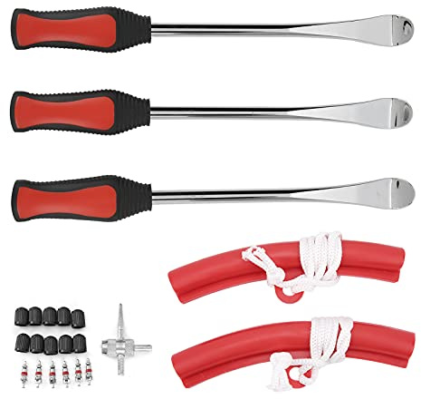 RASTKY Conjunto de Herramientas de Hierro de Palanca de Neumáticos de Acero de Vanadio Chrome, Fácil de Usar, Se Adapta a ATV de Motocicleta, Kit Desmontable, con Núcleo de Válvula