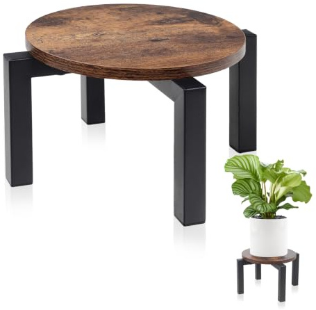 Vigordream Pflanzenständer für den Innenbereich, robuster, stabiler Metall-Pflanzenhalter, Holz-Pflanzenhocker, einzelner Blumentopfständer, niedrig, kurzer Pflanzgefäßständer, passend für 12,7 - 30,5