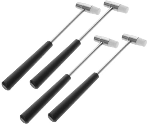 Martello Mini Multifunzione a Doppia Faccia, Set 4 Pezzi in Acciaio | Testa Morbida e Dura, Colore Nero, Facile da Riporre, Uso Versatile per Noci e Strumenti