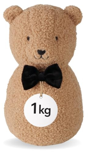 Dörrstopp teddy brun 1 kg – handgjord, stabil och skonsam mot golvet – dekorativ dörrhållare, tyg med polyestersandfyllning, dörrbuffert, fönsterstopp för dörrar, fönster och hyllor