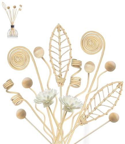 DHJWDUX 30 Bastoncini diffusore di fragranza, Design Botanico e Standard, Alta Diffusione, per Oli Essenziali, Profumatori d'Ambiente, Casa, Ufficio, Auto, Regalo