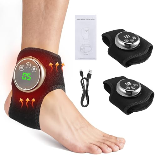 2 Stück Fußmassagegerät, 3-In-1 MassagegeräTe, Fussmassage, Foot Massager, FussmassagegeräT Elektrisch mit 5 Wärmeeinstellungen, Kabelloses Knöchelmassagegerät Fußwärmer mit Massagegerät Ankle