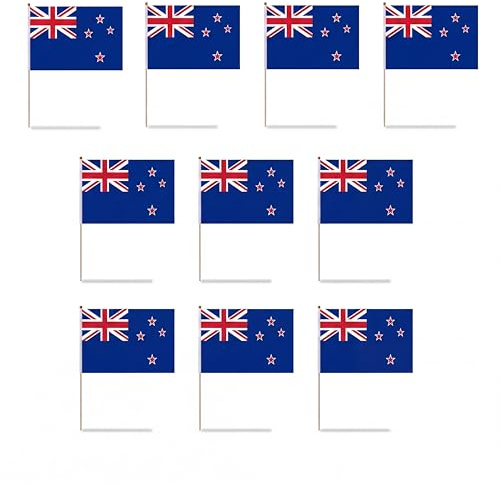 Sonia Originelli Neuseeland Winkfahnen 10er Set 30 x 45 cm - Fanartikel in der neuseeländischen Nationalflagge für WM, EM und Public Viewing