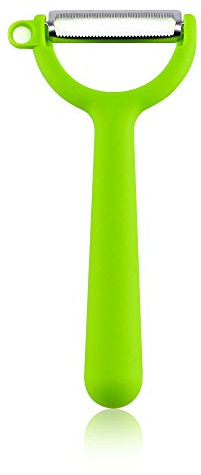 Kochblume Sparschäler Y-Schäler Piranha, Universalschäler, Edelstahl, Spülmaschinengeeignet, Ergonomischer Griff, Rasiermesserscharf, in der Pinken Box (Limette)