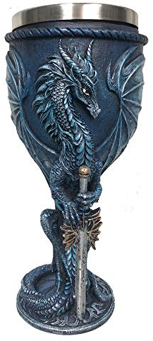 Nemesis Now Ruth Thompson Sea Blade Blue Water Dragon Goblet Glass, One Size