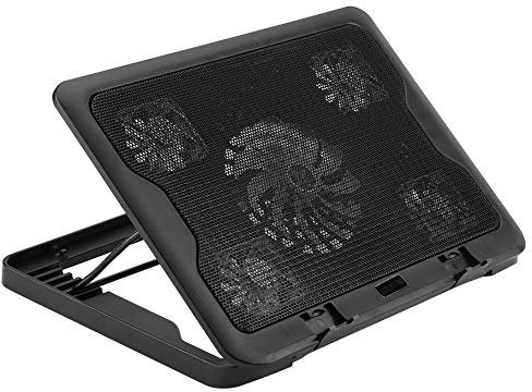 Annadue Refroidisseur pour Ordinateur Portable - 5 Ventilateurs LED Radiateur Ultra-Slim Silent Notebook Support réglable CPU Cooler avec câble USB