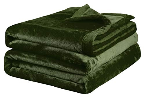 PiccoCasa Kuscheldecke Tagesdecke Fleecedecke mit Rand Microfaser Decke Weiche Warme Leichte Decke 330GSM für Bett Sofa usw. Grün 230x275cm