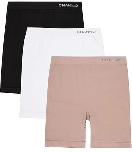 Channo Pantalon Anti-frottement en Coton sans Coutures de Maintien léger - Lot de 3, Multicolore, L