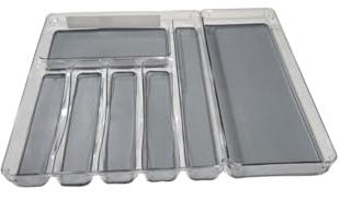 Genérico Organizador de Cubiertos para Cajón, 2 Piezas - Cubertero Acrílico Transparente con 7 Compartimentos, Antideslizante, Bandeja Organizadora de Utensilios de Cocina 48x40x4,5 cm