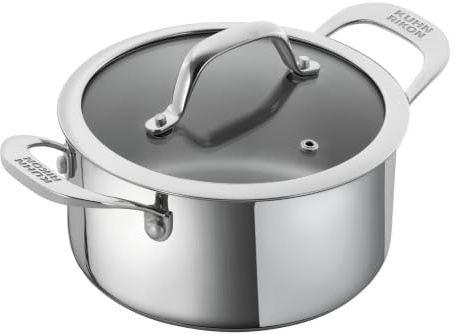 KUHN RIKON Allround - Olla con tapa de cristal (1,5 L, 16 cm, acero inoxidable, para todo tipo de fuegos, incluida inducción, acero 18/10)
