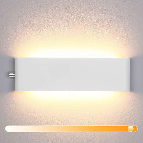 Lightess Dimmable Applique Murale Interieur 15W LED Lampe Murale avec Interrupteur Éclairage Murale Moderne Luminaire Mural Blanc Chaud IP44 pour Chambre Enfant Bureau Salon Escalier Couloir Blanc