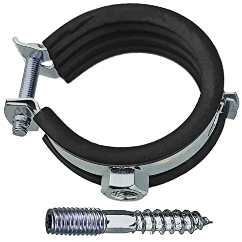 5 Stück Set Rohrschellen aus Stahl verzinkt Spannbereich 48-53 mm Rohr Außendurchmesser 1 1/2 Zoll mit Schallschutz Gummi Einlage + Stockschrauben 5er Pack