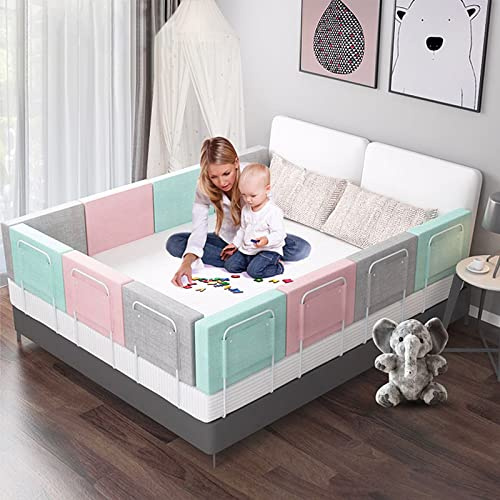 Uisebrt - Bettgitter für Kinder 50cm - Höhenverstellbar - 5-Loch - Rausfallschutz - für Familienbett und Kinderbett (50cm, Grünes Meer)