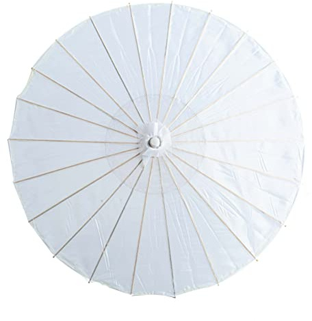 THY COLLECTIBLES 33 Japanese Chinese Umbrella Parasol for Wedding Parties, Photography, Costumes, Cosplay, Decoration and Other Events - Solid Color (White)
