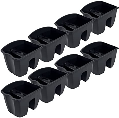 PAFEN 8 jardineras colgantes – 24,5 x 28,5 x 20,5 cm, maceta para balcón, barandilla, antracita