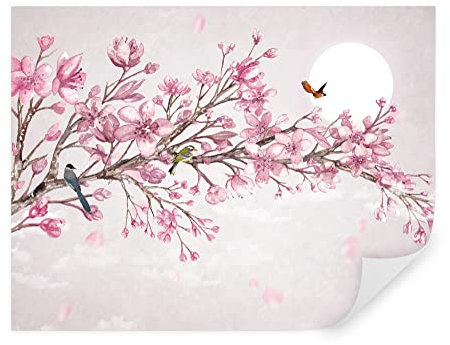 Tapeko Décor Papier Peint Panoramique 3D Fleurs 260x180 cm - Botanique - Rose - Papier Peint Intissé pour Chambre Salon Décoration Murale