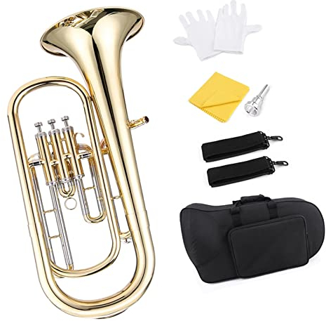 Standard-Trompete, Messing, B, Baritonhorn, B-Kolben-Stil, Goldlack-Instrument Mit Mundstück Anfänger Trompete