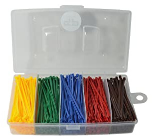 5er Set Kabelbinder farbig 2,5mm x 100mm 500 Stück Sortiment box