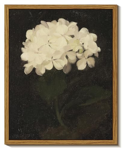 InSimSea Framed Wall Art for Living Room - White Hydrangea Oil Painting Canvas Prints for Bedroom, Bathroom, Kitchen, Office Decor - 8x10in