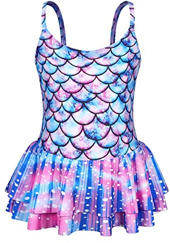 AmzBarley Girls Swimming Costume Swimsuit Kids One Piece Swimwear Leopard Skirt Leotard Children Swim Wear Bathing Suit Summer Holiday Beachwear Age 2-3 Years 100