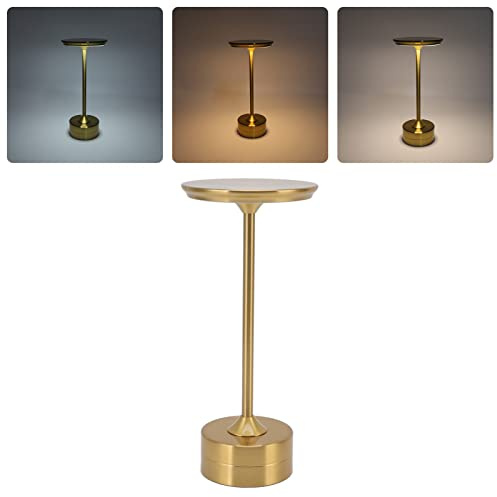 Kabellose Tischlampe, Verstellbare Schreibtischlampe, Tragbare USB C Farb LED Nachttischlampe Aus Metall mit Eingebauter 2000 mAh Lithiumbatterie, Touch Steuerung für Schlafzimmer/Essen(Gold)